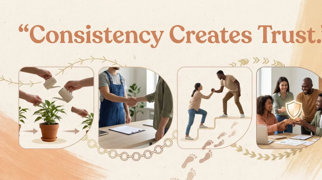 Business handshake symbolizing how consistency builds trust in customer retention strategies