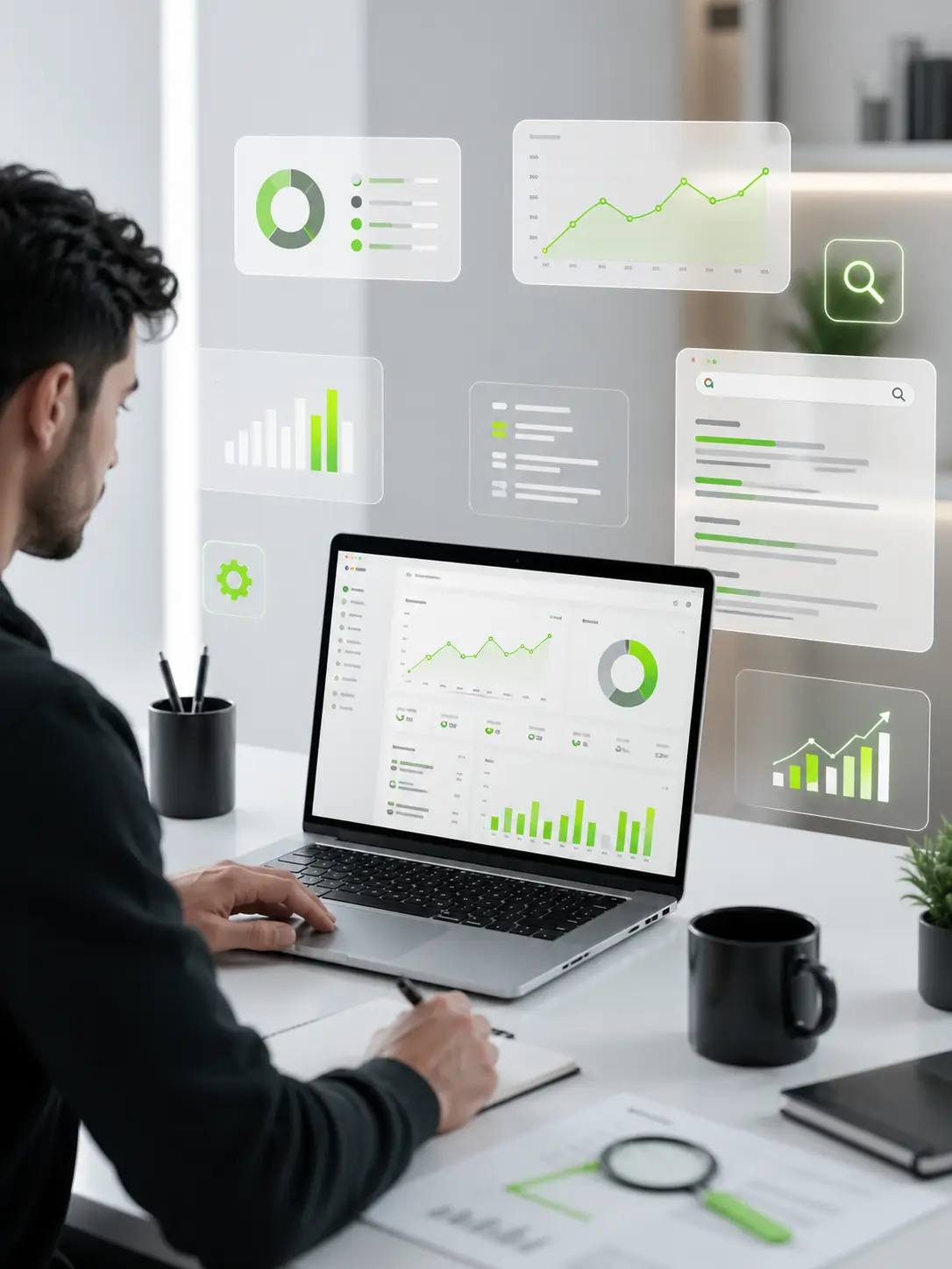 a person working in SEO in table